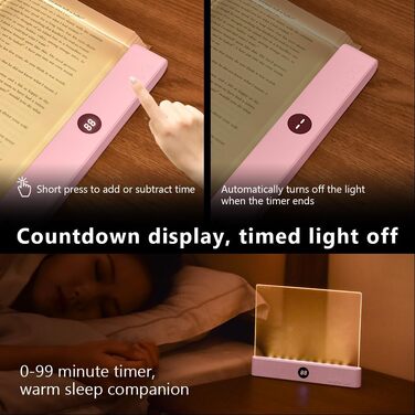 Світлодіодна плоска лампа для читання книг HOTUT Lightwedge, портативна LED-підсвітка сторінок для ліжка з захистом очей, рожева