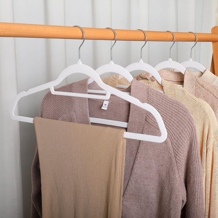 Набір вешалок для одягу SVITA (10 шт.) - вешалки для костюмів, антиковзаючі, з оксамиту, білі