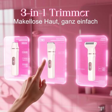 Електричний жіночий триммер 3-в-1 для тіла та інтимної зони з LED-дисплеєм, рожевий. Вологостійкий IPX7, USB-зарядка