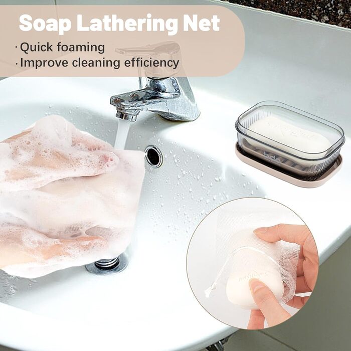 Водонепроникний контейнер для мила з 2 мішечками для мила, велика мильниця з кришкою для подорожей, ванної кімнати, душу, кемпінгу