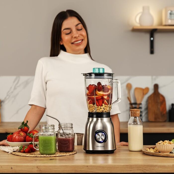 Cecotec Power Black Titanium 1300Max Stand Mixer - 1300W, 1.5L, 2 Speeds, Titanium Blades, Pulse Function, Ice Crusher
