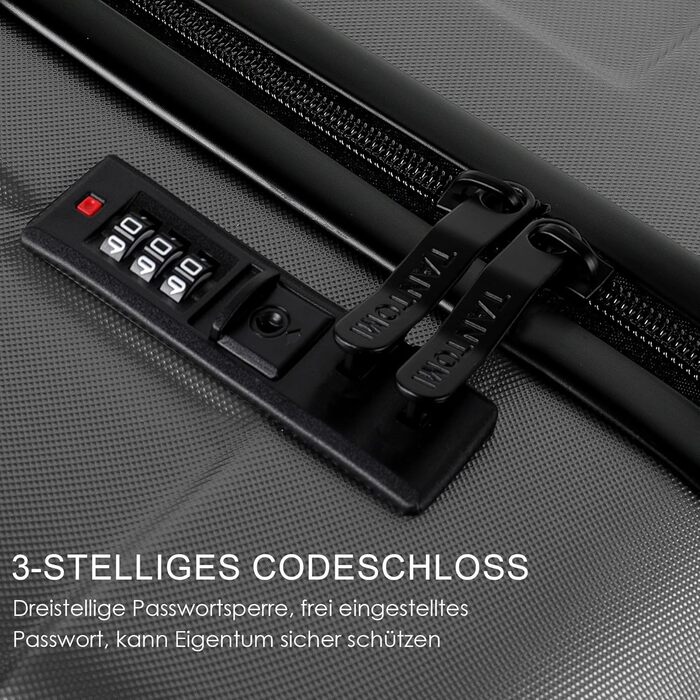 Чемодан ручної поклажі TANTOMI: жорсткий, з кодовим замком, телескопічною ручкою, темно-сірий, M