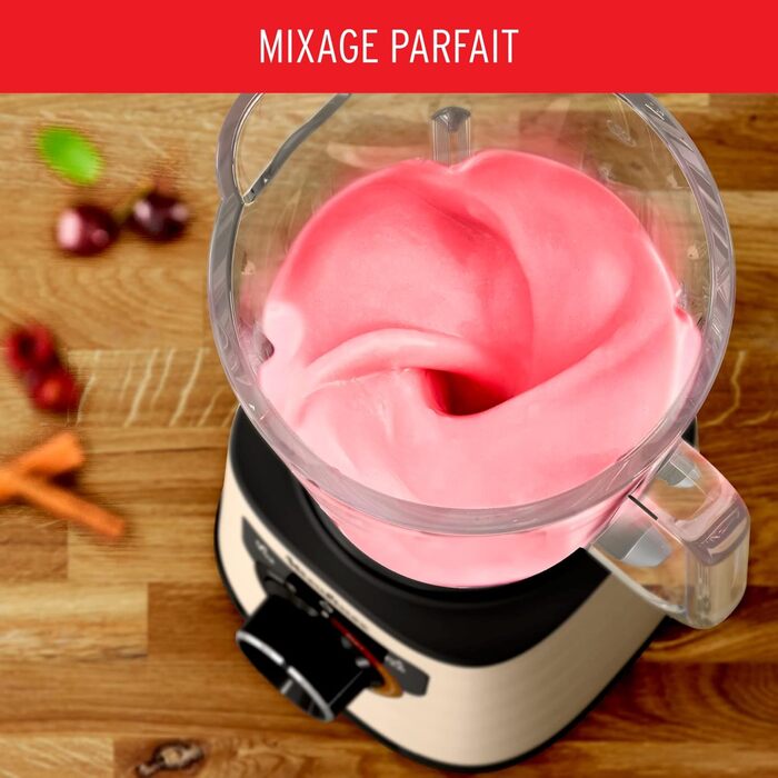 Блендер стаціонарний Moulinex PerfectMix 1200 Вт, скляна чаша 1,5 л, технологія Powelix, чорний/золотий, легке очищення