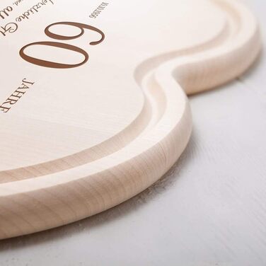 Casa Vivente Heart Cutting Board with Personalized Engraving and Juice Groove, Diamond Wedding Anniversary Wishes with Name and Date, 30 x 30 CM
