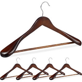 Relaxdays, brown suit and coat hangers, 5-piece set, wide shoulders, 360° rotatable hook, with trouser bar, wooden coat hangers, wood, 24 x 44.5 x 5.5cm, 5