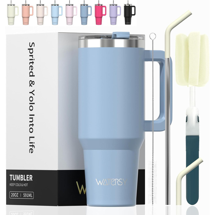 Термокружка WATERSY 40oz з нержавіючої сталі, подвійні стінки, вакуумна ізоляція, 591 мл, Smogblau