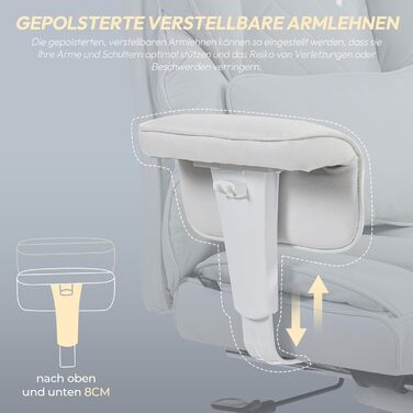 Ігровий крісло Dowinx, ергономічний офісний крісло з кишеньковим пружинним подушкою, крісло для керівника з двошаровою м'якою спинкою та регульованою поперековою подушкою, підлокітниками та підставкою для ніг, комп'ютерне крісло (Білий, тканина)