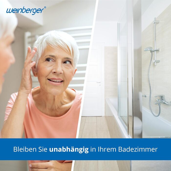 Обертовий душовий стілець Weinberger 48624, кругле сидіння, 3 ніжки, висота регулюється, антиковзний, для ванної кімнати, для літніх людей, білий