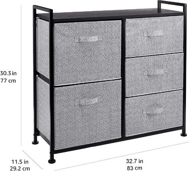 Amazon Basics - Closet Storage Organizer with 5 Fabric Drawers, White (Black)