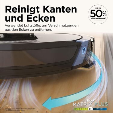 Робот-пилосос Shark Matrix Plus 2-в-1 з функцією миття та авто-збірником пилу, самоочищуючийся, для шерсті тварин, килимів та твердих підлог, 14,5 см, чорний