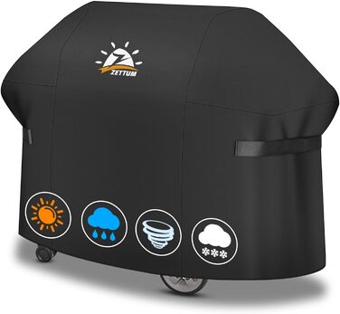 Чохол для гриля Zettum 165 см, водонепроникний, для Weber Genesis 400 серії, 4 пальника, важкий PU, підходить для E435, E410, E440 (165×63×113 см)