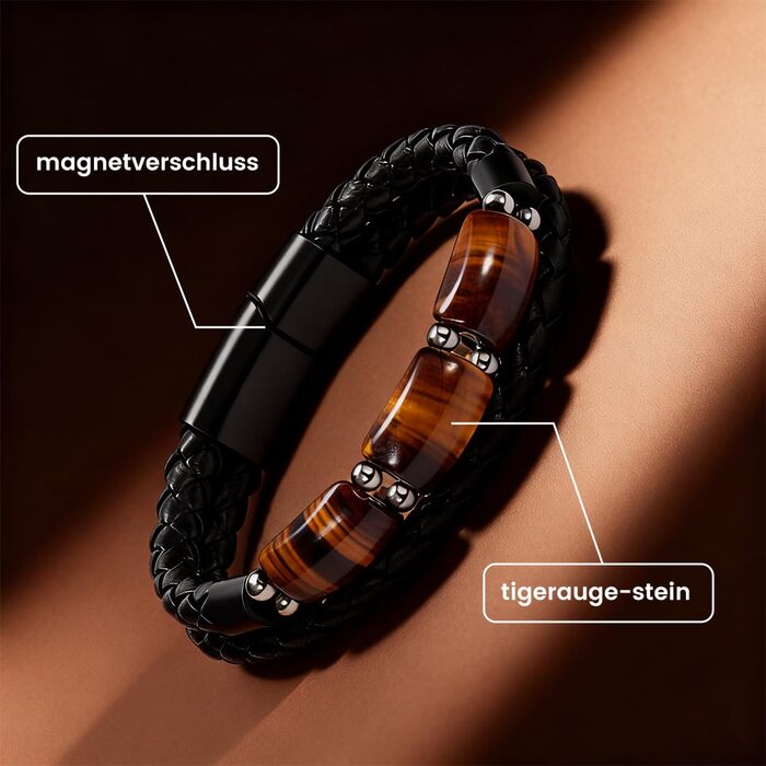 Чоловічий браслет на руці, подарунок: шкіряний браслет з тигровим оком та магнітною застібкою, плетене ретро-дизайн, ідеальний для дня народження, Різдва, День святого Валентина