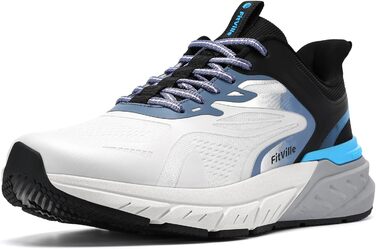 Чоловічі кросівки для ходьби FitVille Extra Wide (широкі) – біло-сірі, 42 EU. Зручні, дихаючі, з амортизацією, для широкої стопи. Ідеальні для ходьби, бігу та фітнесу.
