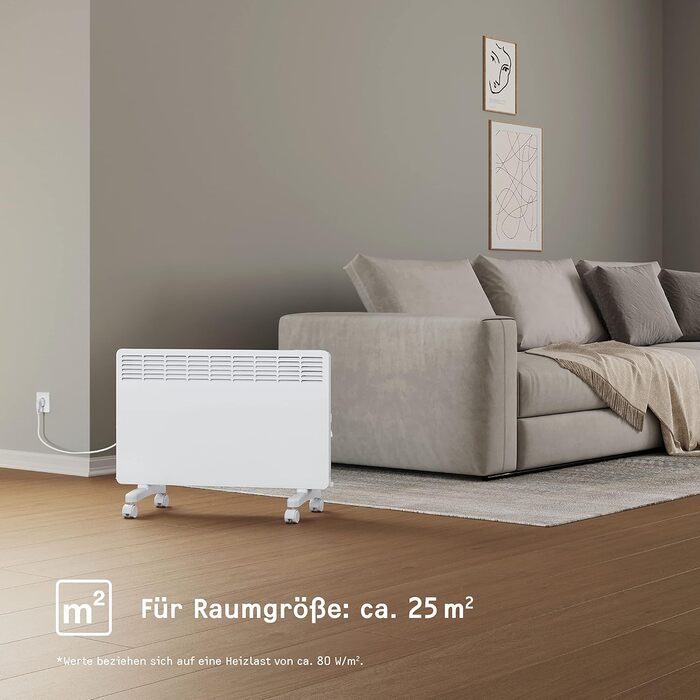 Електричний конвекторний обігрівач Stiebel Eltron 2 kW з терморегулятором, для приміщень до 25 м², TÜV geprüft, з роликами, 204450