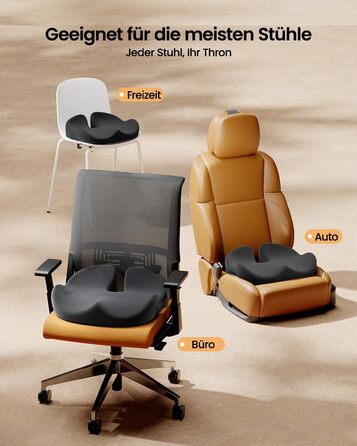 Ортопедична подушка для сидіння ProtoArc для офісного крісла: Memory Foam, рівномірний розподіл тиску, комфорт для офісу, авто, інвалідного візка, чорний, велика