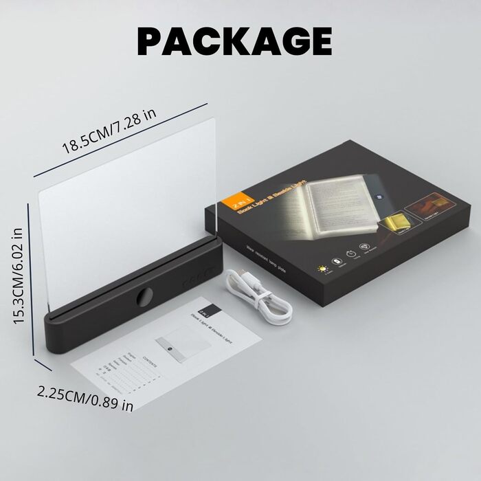LED лампа для читання Leselampe Buch: світлодіодна панель з 3 режимами та таймером, USB-зарядка, нічник на приліжкову тумбочку (чорна)