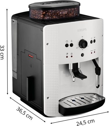 Krups Arabica Picto Fully Automatic Coffee Machine, Milk Frother, 2-Cup Function, Rotary Control, Easy Cleaning, Coffee Machine, TÜV Seal, White, EA810870 White Single