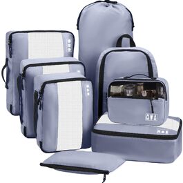 Органайзер для валізи MURISE, 8 шт. - Packing Cubes для подорожей, набір для валізи з чохлом для взуття та косметичкою, система організації, Travel Essentials (Сірий)
