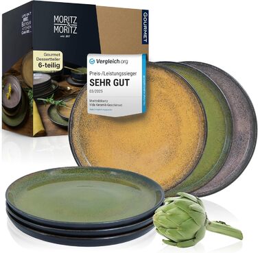 Набір посуду Moritz & Moritz VIDA на 12 осіб (36 предметів) - сучасний порцеляновий сервіз, стійкий до подряпин, підходить для мікрохвильової печі та посудомийної машини, обідній сервіз, сервіз для столу, комбінований сервіз на 12 осіб (вінтаж, десертні тарілки (6 шт))