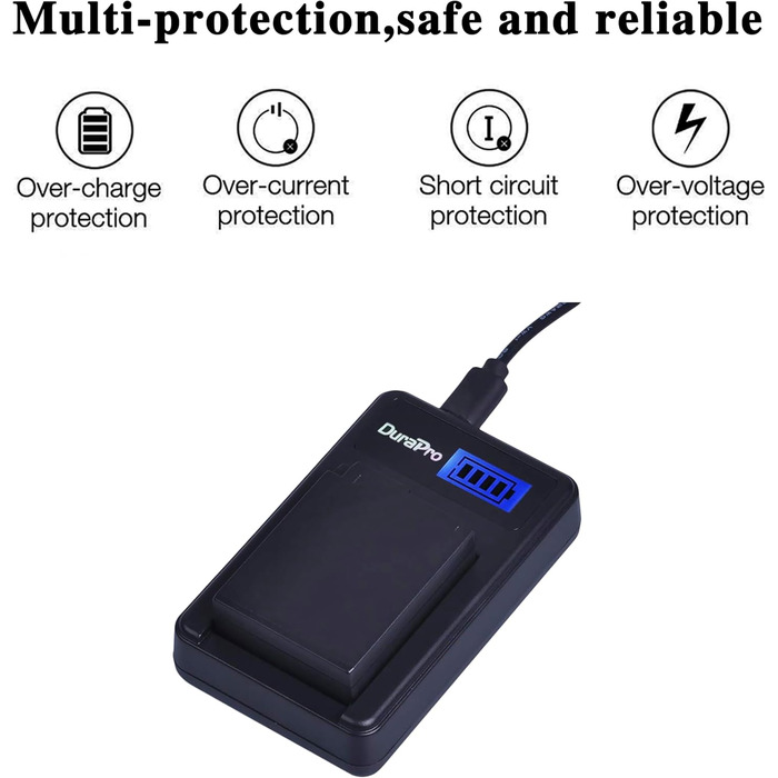 Акумулятор DuraPro 2шт. 1400mAh DMW-BLC12 для Panasonic Lumix FZ1000, FZ200, FZ300, FZ330, G5, G6, G7 + LCD-USB-зарядний пристрій