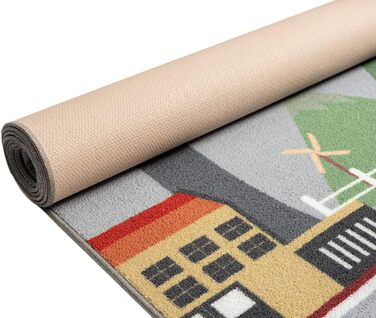 Дитячий килим Happy Life: Ігровий килим з малюнком дороги, джунглі, тварини та машинки, антиковзкий, 80x150 см (Сірий, прямокутний 120x160 см)