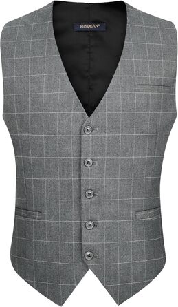 Жилет для костюма чоловічий HISDERN, бавовна, в клітинку, світло-сірий, розмір XL