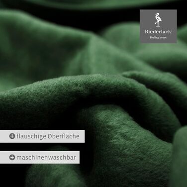 Плед Biederlack Pure Cotton, 100% бавовна, темно-зелений, 150x200 см, виготовлений у Німеччині, сертифікат OEKO-TEX, екологічний, м'який плед для дивану та спальні