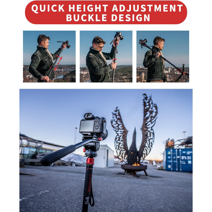 Штатив монопод IFOOTAGE Cobra 3 C180F-P з вуглецевого волокна, 181 см, максимальне навантаження 8 кг