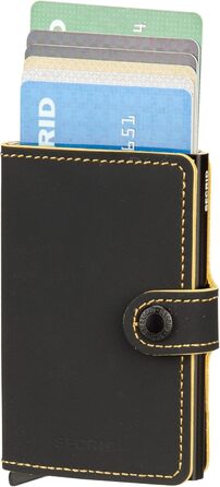 Secrid Miniwallet Matte: Стильний гаманець для жінок та чоловіків, чорно-охровий (10.2 x 6.5 x 2.1 см)