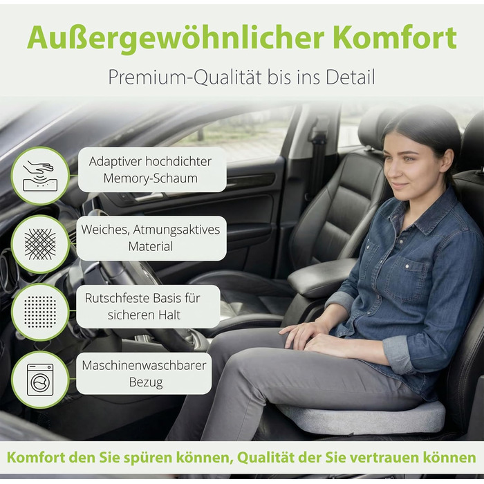 Подушка ортопедична для автосидіння Feela® (Medium) - підтримка спини та куприка, 3 ступені жорсткості (80-110 кг), срібляста