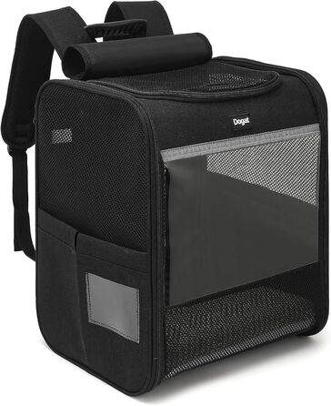 Рюкзак для кота/собаки, чорний, складаний, з сіткою, з внутрішнім шнуром безпеки, до 8 кг