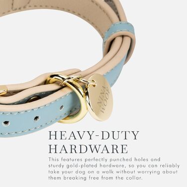 Cupertino Dog Collars, Harnesses & Leashes made of vegan leather with dog tracker device holder, adjustable dog collar (Small (Neck: 12x15), Pink) (Medium (Neck: 15x19), Blue)