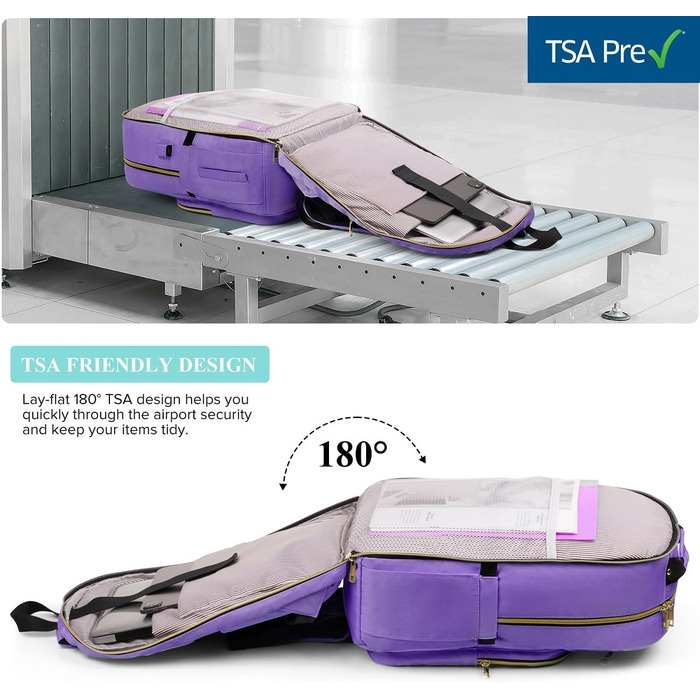 Жіночий рюкзак YAMTION: для школи, роботи, університету. USB-порт, відділення для ноутбука 15.6 дюймів, світло-зелений/світло-фіолетовий