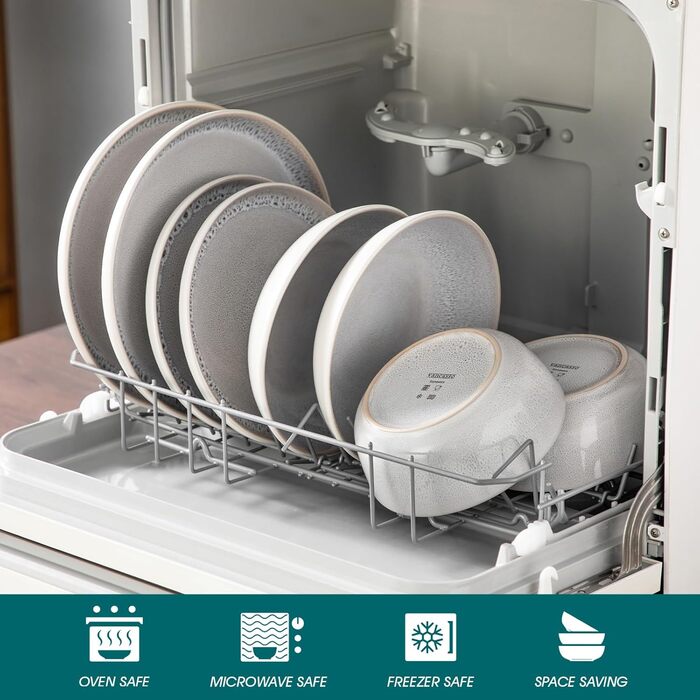 Набір посуду на 6 осіб vancasso SNOW, 24 елементи: тарілки, супові тарілки, миски, салатники, бежевий, для посудомийної машини, для мікрохвильової печі