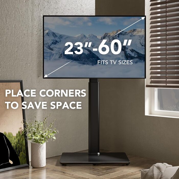 Adjustable Swivel TV Floor Stand for 27-65 inch Flat & Curved TVs - Universal White TV Stand (Supports up to 35kg)