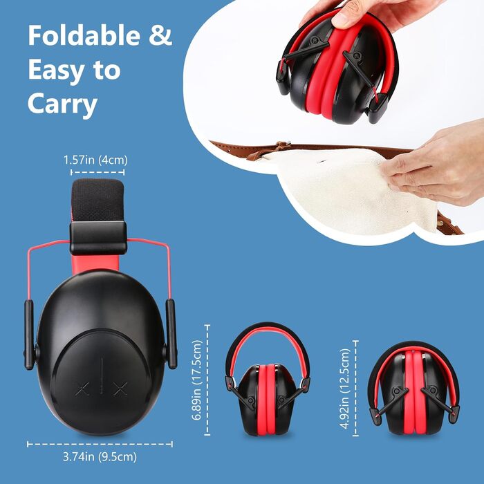 Навушники для захисту від шуму ProCase для дітей - шумопоглинаючі, складні, регульовані, NRR 24dB (Чорний)