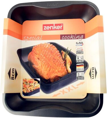 Zenker XXL Форма для запікання та випічки 40x8x34 см, прямокутна антипригарна форма для духовки, чорна, для м’яса та запіканок