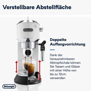 Еспресо-машина De'Longhi Dedica Style EC 685.W - компактна, з професійною капучинатором, для E.S.E. Pads, білий колір