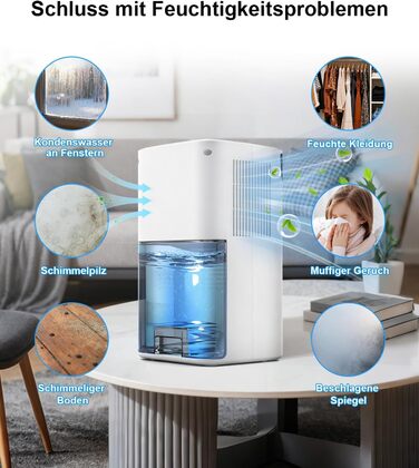 Електричний осушувач повітря 2600 мл з тихим режимом та підсвіткою, захист від замерзання. Ідеально для кухні/підвалу