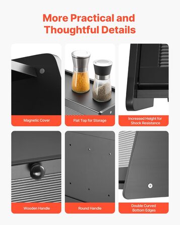 Дерев'яна коробка для хліба VEVOR: органайзер для зберігання з акриловою кришкою, чорний