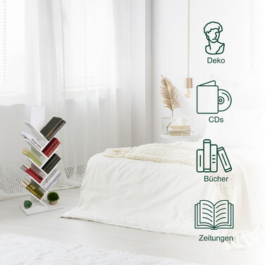 Біла книжкова шафа Relaxdays у формі дерева