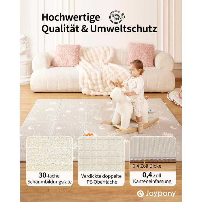 Дитячий килимок для ігор Krabbelmatte 150x180 см, складаний, водонепроникний, антиковзкий, з сумкою для перенесення - Ліс