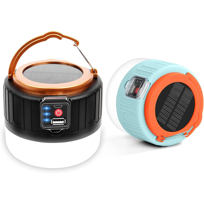 Flintronic 2 Pack Camping Lantern, Solar LED Camping Lantern USB Rechargeable with Remote Control, 5 Brightness Levels SOS Flashing Modes with Power Bank, Emergency Kit for Outdoor Hiking Camping Emergency Outdoors