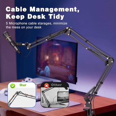 Кріплення для мікрофона на шарнірі, настільний тримач з клямкою, сумісний з 3/8' та 5/8' гвинтами, ідеально підходить для TikTok Live-трансляцій та співу