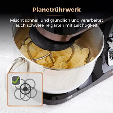 Tower 1000W 3-in-1 Stand Mixer with 6 Speed Settings & Pulse - Rose Gold