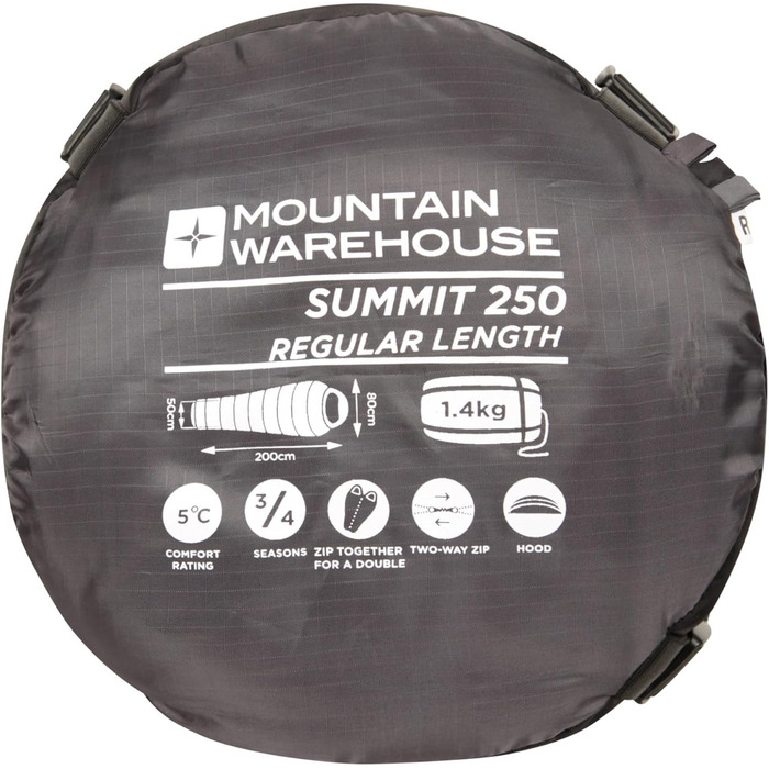 Сплячий мішок Mountain Warehouse Summit 250 - 3/4 сезону, ізольований, мішкоподібний, блакитно-зелений, для кемпінгу та трекінгу
