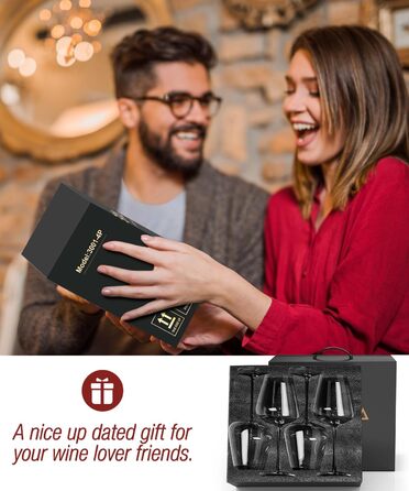 Набір келихів для червоного вина OJA, 4 шт., великі бургундські келихи, 652 мл, виготовлені з ручного видутого кришталевого скла, прозорі, ідеальні для дегустацій вина, дня народження, Різдва, ювілею