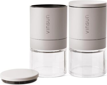 Набір з 2 мельниць для солі та перцю Vinsun - керамічний жорно, ручне регулювання, нержавіюча сталь, бежевий