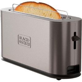 Тостер BLACK+DECKER BXTO1960E: 1960W, цифрове налаштування, 6 рівнів підсмажування, 4 відділення, функції: стоп, підігрів та розморожування, автоматичне центрування, підігрівач для тостів