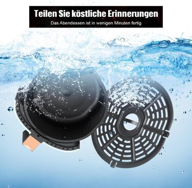 Фритюрниця без олії 6L з 8 програмами, Rapid Air, сенсорний екран, вікно, 200°C, 1200W, для миття в посудомийній машині, гриль, випічка, смаження (Біла)